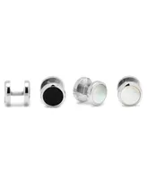 Men's Double Sided Round Beveled 4 Piece Stud Set