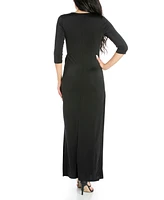 Women's Fitted V-Neck Side Slit Maxi Dress