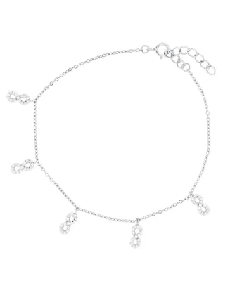 Cubic Zirconia Dangling Infinity Bracelet Sterling Silver (Also 14k Gold Over Silver)