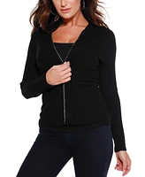 Belldini Black Label Women's Mock Neck Ribbed Sweater