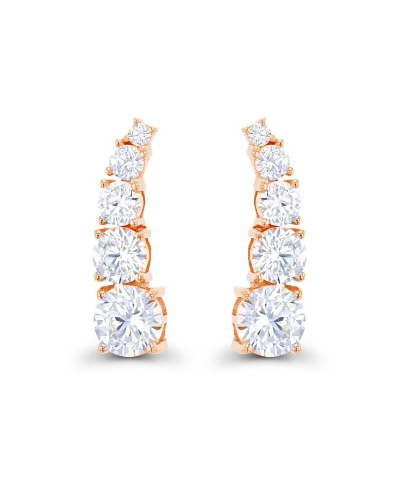 Macy's Cubic Zirconia 14k Rose Gold Graduated Curved Ear Climbers (Also Over Silver or Silver)