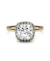 Moissanite Cushion Halo Engagement Ring 1-3/8 ct. t.w. Diamond Equivalent 14k White or Yellow Gold