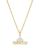 Disney Children's Princess Tiara 15" Pendant Necklace in 14k Gold