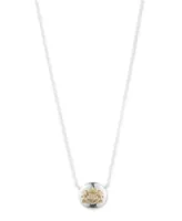 Lauren Ralph Lauren Sterling Silver Chain with 18K Gold Over Sterling Silver Crest Pendant Necklace