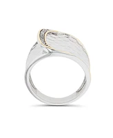 Cubic Zirconia Two Tone Hammered Overlapped Ring