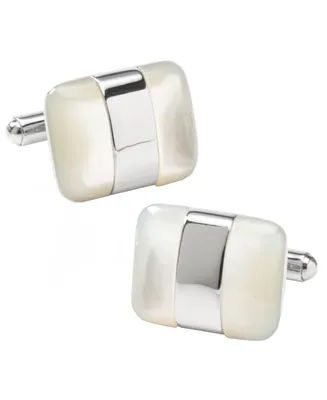 Men's Silver Wrapped Mother of Pearl Cufflinks