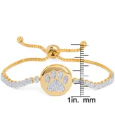 Diamond Accent Dog Paw Adjustable Bracelet in Gold-Plate