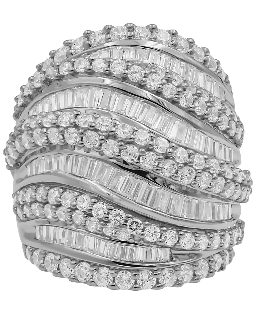 Diamond Round & Baguette Statement Ring (4 ct. t.w.) in 14k White Gold