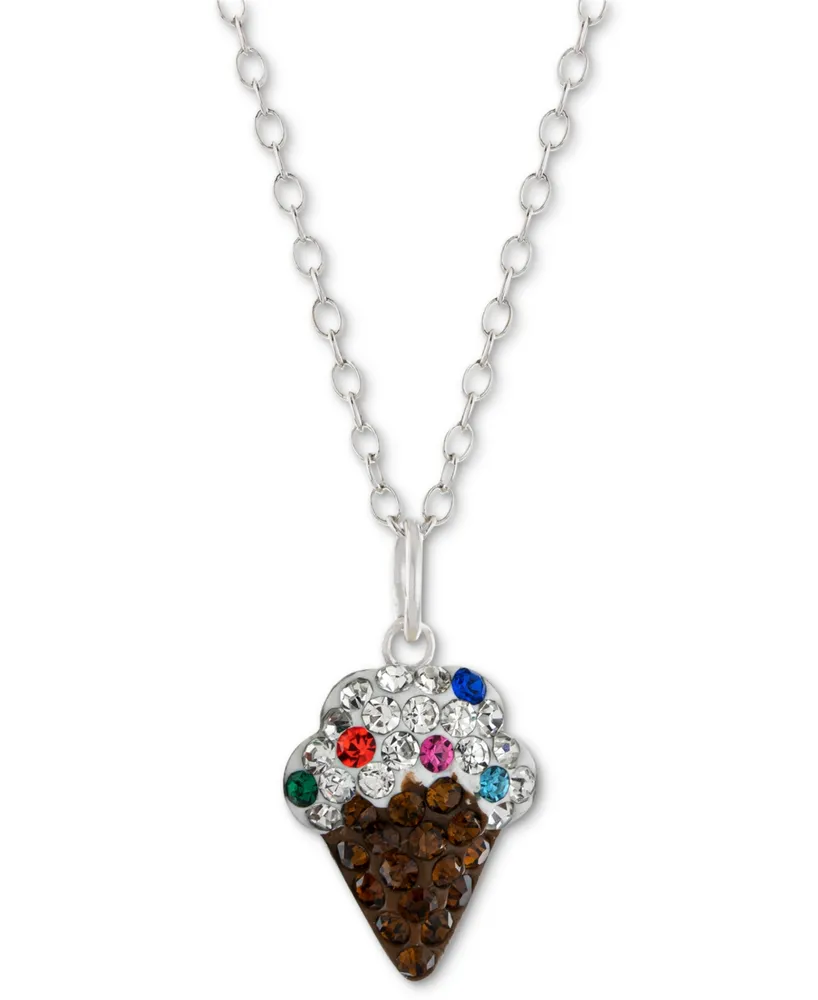 Giani Bernini Crystal Pave Ice Cream 18" Pendant Necklace in Sterling Silver, Created for Macy's