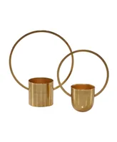 Round Metal Ring Wall Planter, Set of 2 - Gold