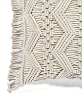 Lush Decor Studio Chevron Macrame Decorative Single Pillow Cover, 13" x 20"+ 3"