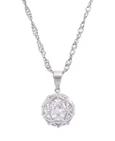 Cubic Zirconia Millennial Ball Pendant Necklace 16" in Silver Plate