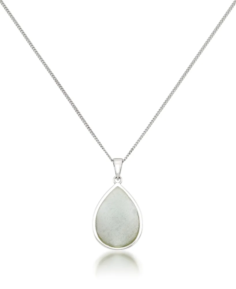 Jade Heart Shape Teardrop Pendant and a Curb Chain