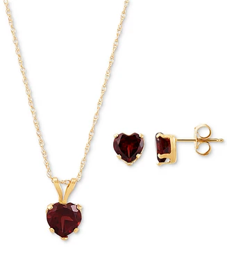 2-Pc. Set Blue Topaz Heart Pendant Necklace & Matching Stud Earrings (2-3/4 ct. t.w.) 10k Gold (Also Citrine Peridot)