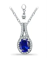 Giani Bernini Simulated Blue Sapphire and Cubic Zirconia Halo Pendant