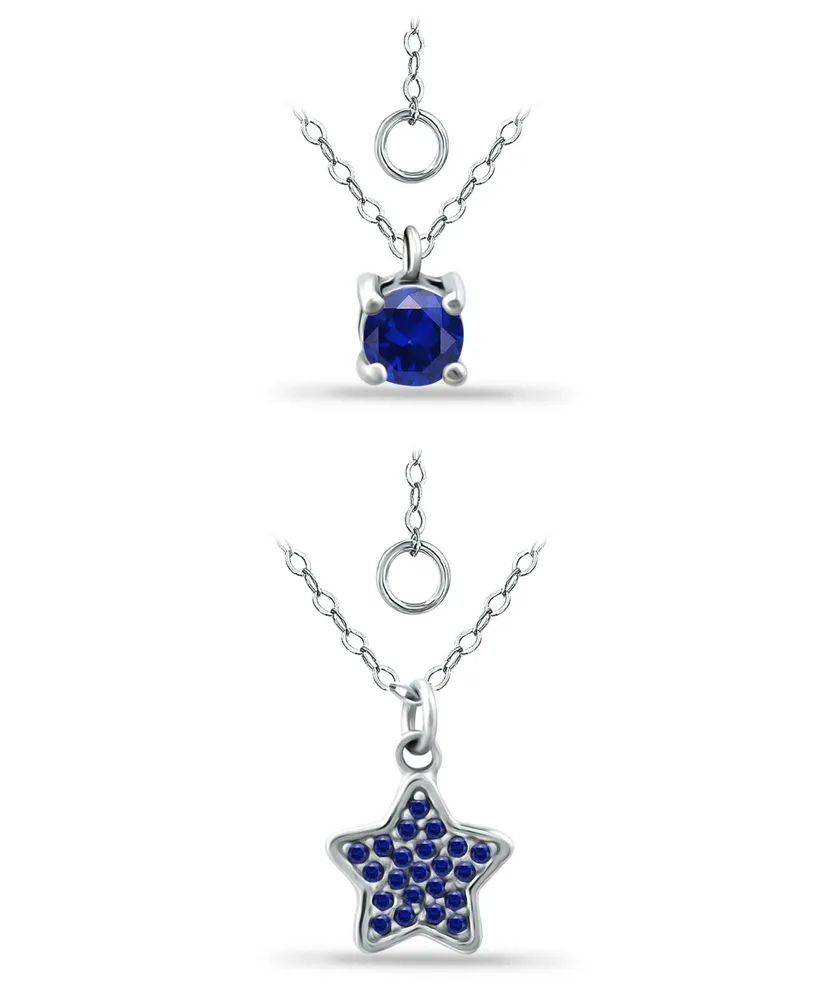 Giani Bernini Simulated Blue Sapphire Star Round Pendant Set, 2 Piece