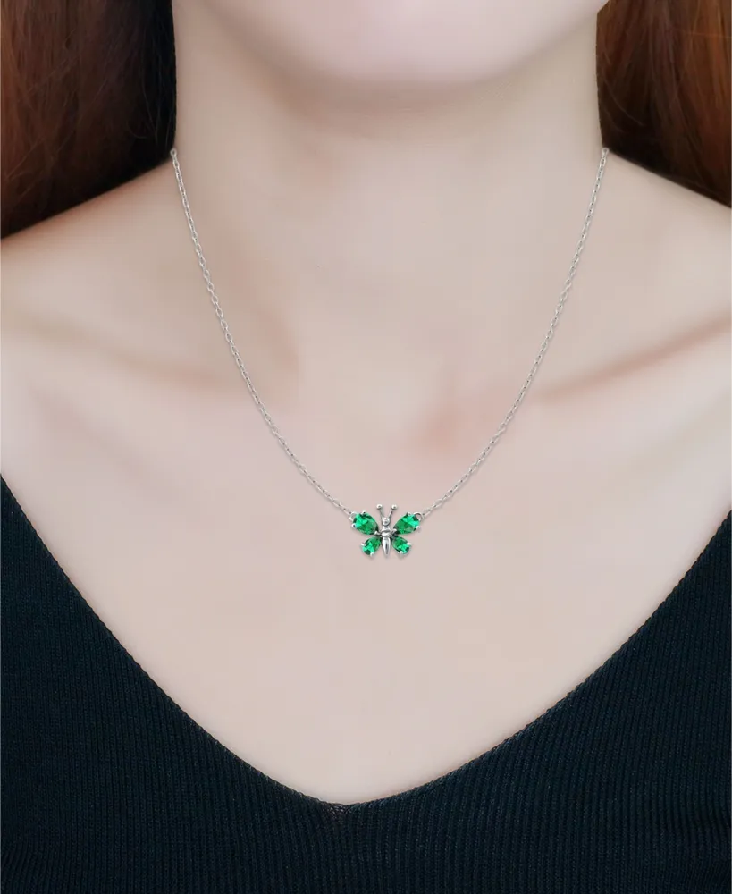 Giani Bernini Created Green Quartz Butterfly Necklace