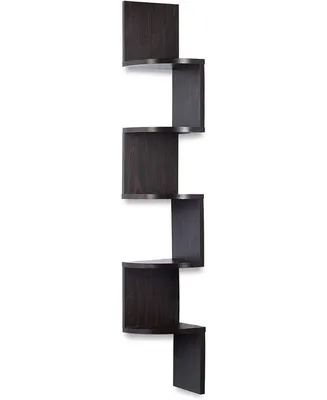 Corner Shelf Espresso - 5 Tier Corner Shelf Unit - Ideal for Corner Bookshelf or Any Decor - Corner Wall Shelf