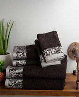 Superior Wisteria Floral Embroidered Jacquard Border Cotton 6 Piece Bath Towel Set