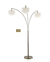 Artiva Usa Lumiere Iii 83" Double Shade Off-White Shade Led Arched Floor Lamp with Dimmer