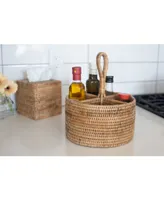 Artifacts Rattan 4 Section Caddy and Cutlery Holder