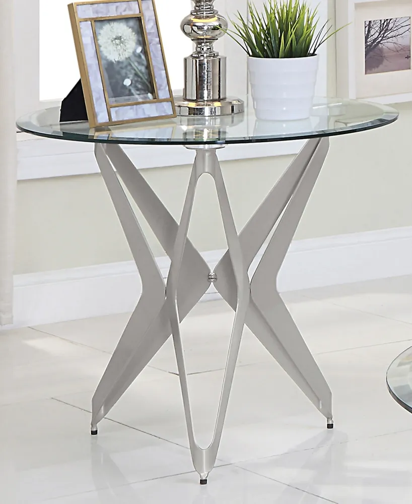 Furniture of America Alta Glass Top End Table