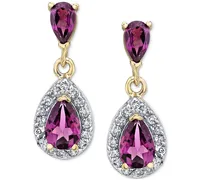 Rhodolite Garnet (1-5/8 ct. t.w.) & Diamond (1/4 ct. t.w.) Drop Earrings in 14k Gold