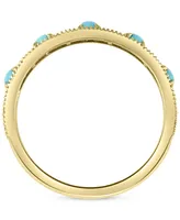 Effy Diamond (1/4 ct. t.w.) & Turquoise (2-1/2mm) Band Ring In 14k Gold