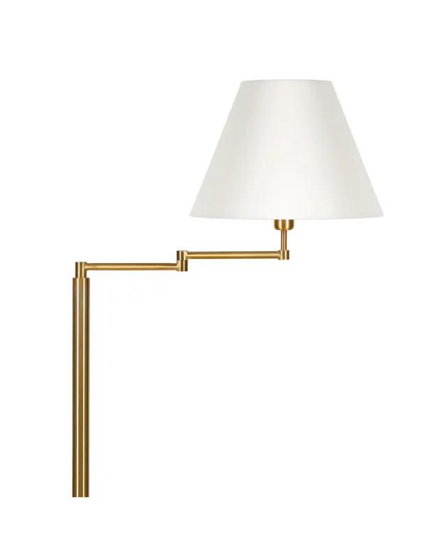 Hudson & Canal Moby Swing Arm Floor Lamp with Drum Shade - Gold