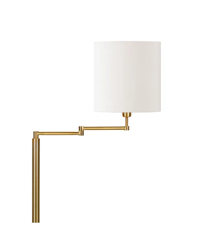 Hudson & Canal Moby Swing Arm Floor Lamp with Drum Shade - Gold