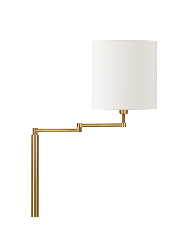 Moby Swing Arm Floor Lamp with Drum Shade - Gold