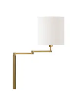 Moby Swing Arm Floor Lamp with Drum Shade - Gold