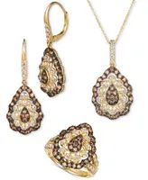 Le Vian Chocolate Diamond Nude Diamond Teardrop Cluster Jewelry Collection In 14k Gold