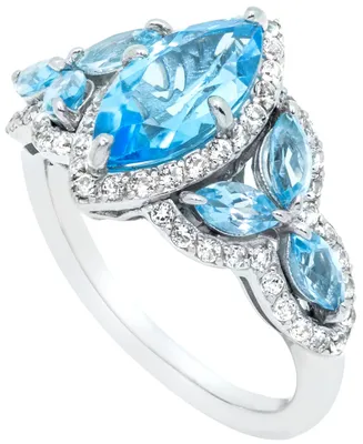 Blue Topaz (2 5/8 ct.t.w) Marquise Ring in Sterling Silver