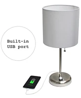 Stick Lamp with Usb Charging Port and Fabric Shade 2 Pack Set