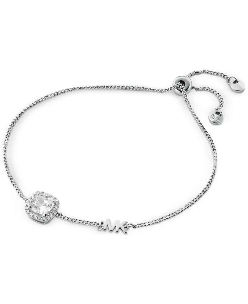 Michael Kors Silver-Tone Crystal Slider Bracelet