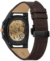 Bulova Men's Chronograph Curv Brown Leather Strap Watch 41.7mm