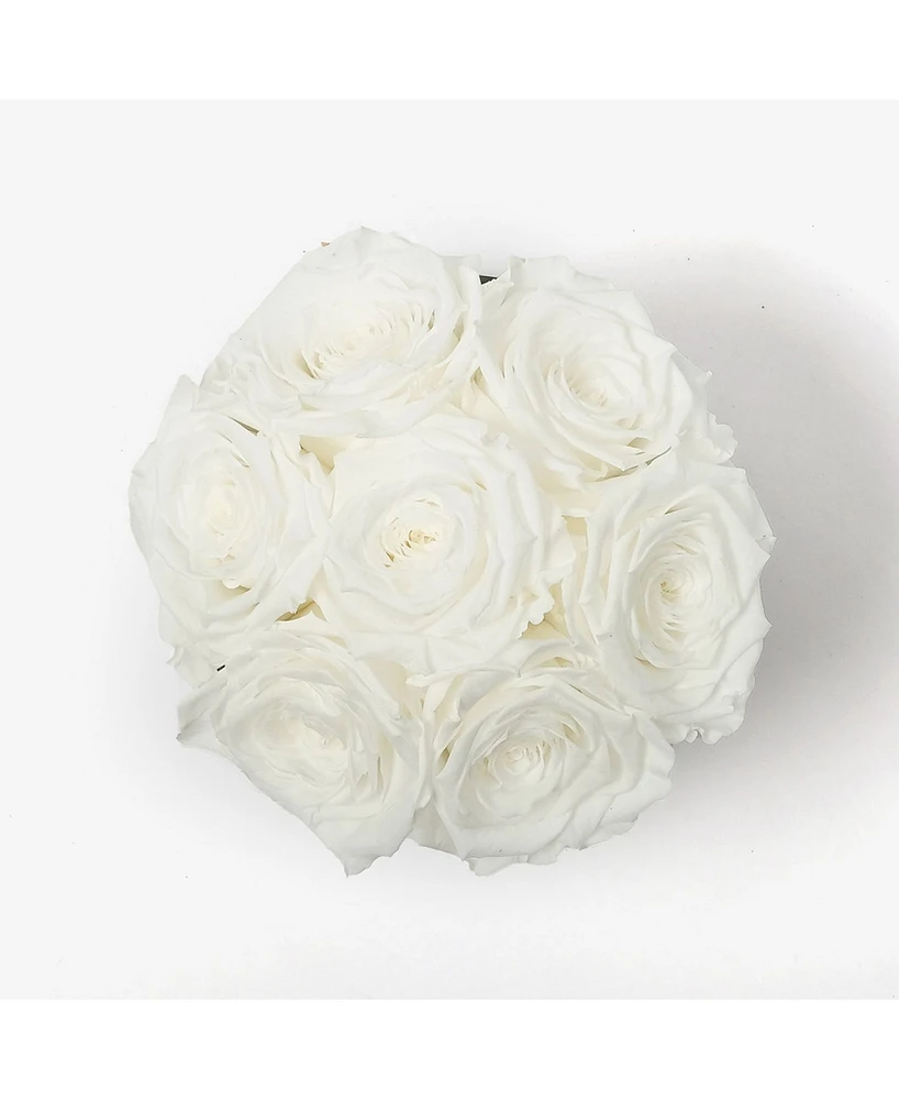 Infinity Roses Round Box of 7 White Real Roses Preserved To Last Over A Year