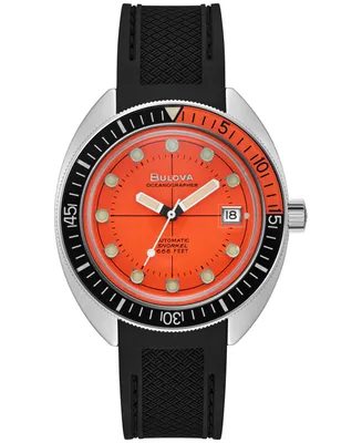 Bulova Men's Automatic Oceanographer Gmt Black Polyurethane Strap Watch 41mm