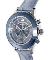 Swarovski Women's Swiss Chronograph Octea Lux Blue Crocodile Leather Strap Watch 38mm