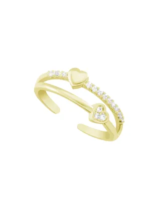And Now This Cubic Zirconia Double Row Heart Toe Ring in Gold Plate