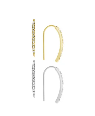 Essentials Crystal Duo Threader Earrings in Silver Plate and Gold Plate