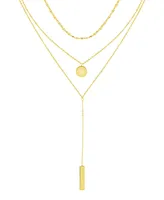 And Now This Triple Chain 15" Layered Disc & Bar Necklace in Gold Plate or Silver Plate