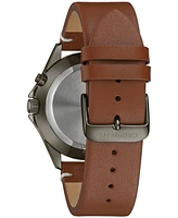 Caravelle Men's Traditional Brown Leather Strap Watch 40mm