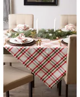 Design Imports Kitchen and Table Top Jolly Tree Collection Tablecloth, Nutcracker Plaid, 52" x 52"