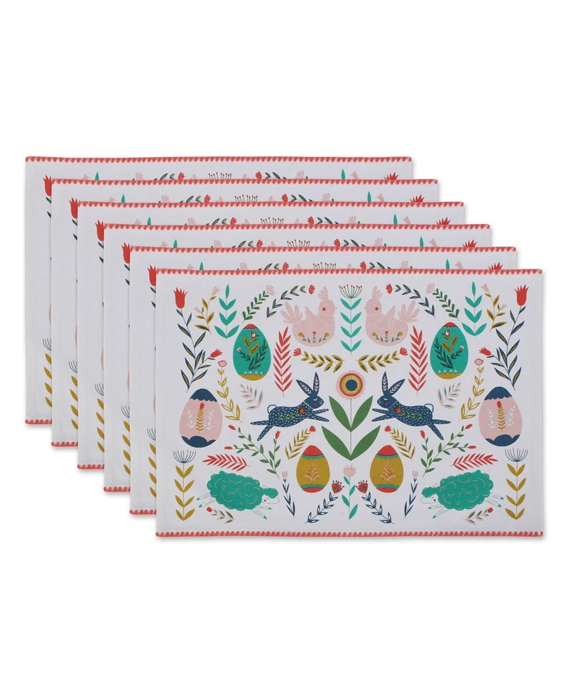 Design Imports Easter Folk Garden Placemats 13" x 19", Set of 6