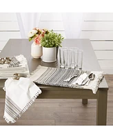 Design Import Fringed Stripe Table Toppers, 13" x 20", Set of 6