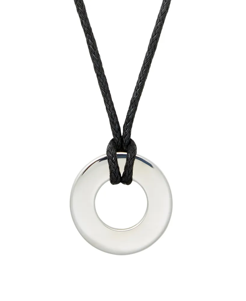 Men's Black Cord Circle Pendant Necklace