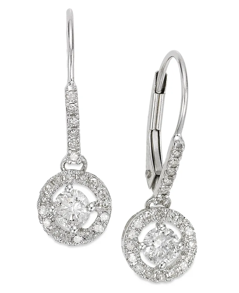 Diamond Round Drop Earrings in 14k White Gold or Yellow Gold (1/2 ct. t.w.)
