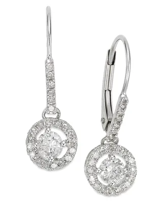 Diamond Round Drop Earrings in 14k White Gold or Yellow Gold (1/2 ct. t.w.)